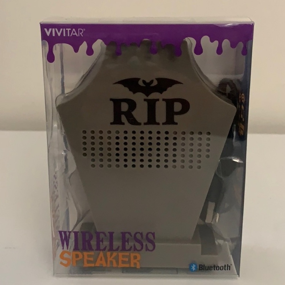NEW Spooky Grave Graveyard RIP Halloween Vivitar Wireless Speaker. Bluetooth.